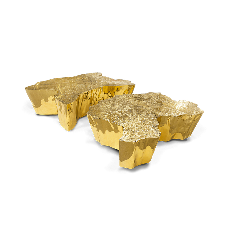 Beliebter Couchtisch aus Metall im Baumstamm-Design aus goldfarbenem Edelstahl