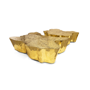 Beliebter Couchtisch aus Metall im Baumstamm-Design aus goldfarbenem Edelstahl